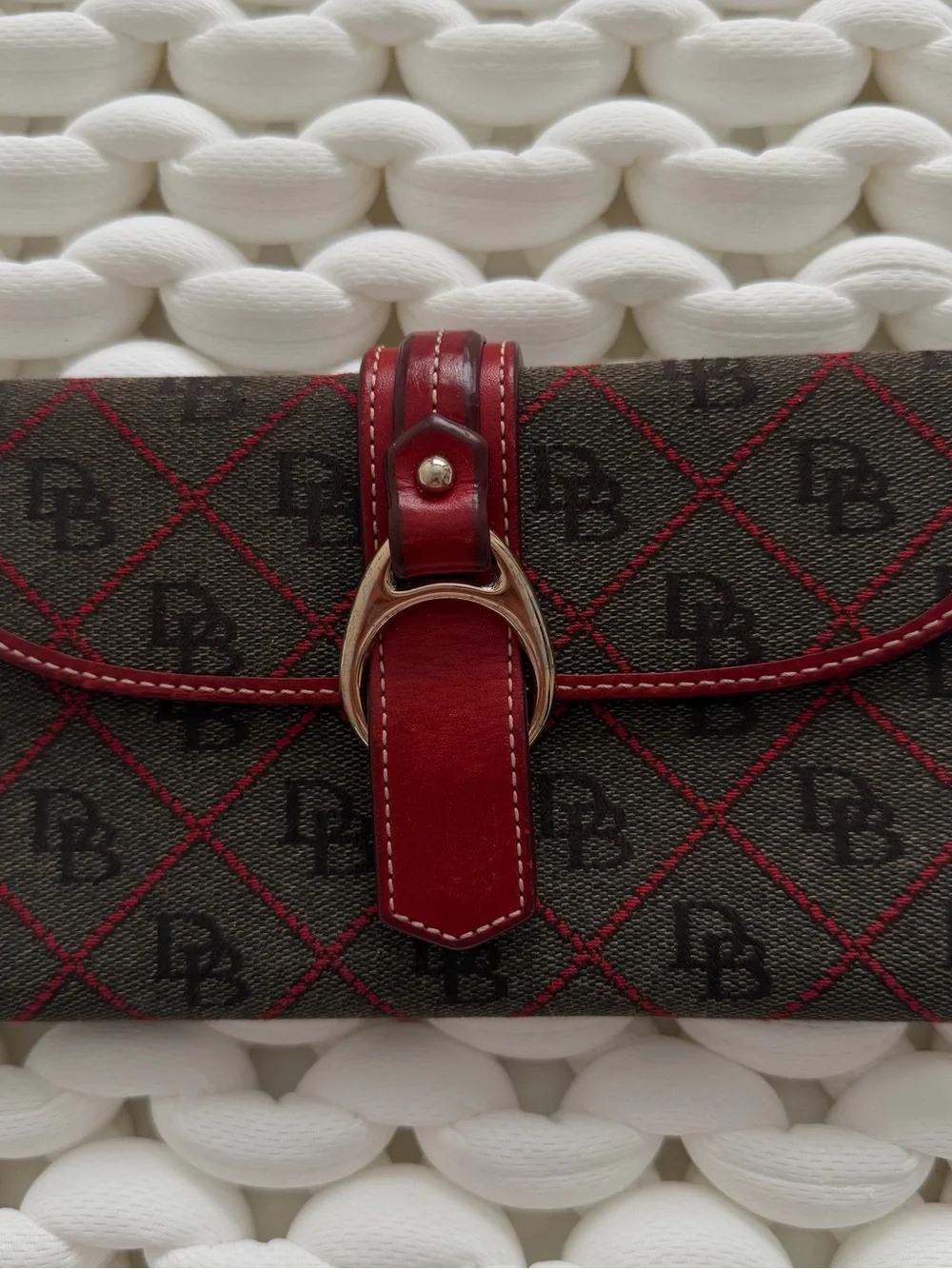 Designer-Inspired Red & Brown Women’s Clutch Wallet